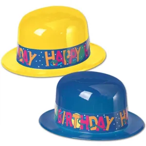 Happy Birthday Band Plastic Derbies Red