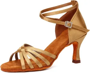 HIPPOSEUS Women Latin Dance Shoes High Heel Open Toe Salsa Tango Bachata Dance Practice Shoes,Model EM
