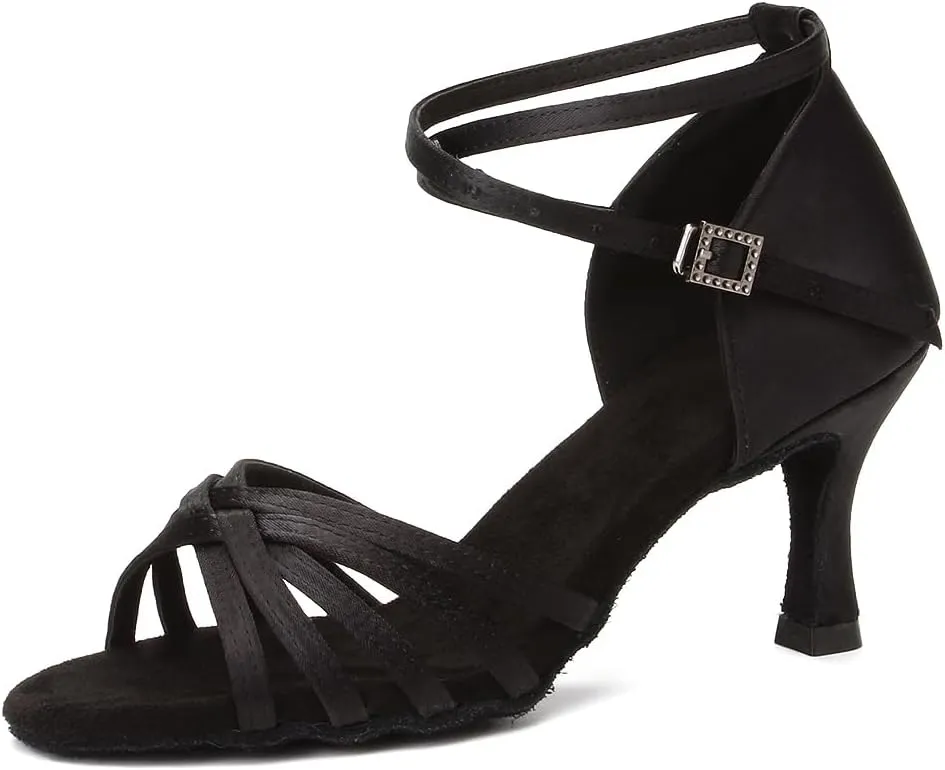 HIPPOSEUS Women Latin Dance Shoes High Heel Open Toe Salsa Tango Bachata Dance Practice Shoes,Model EM