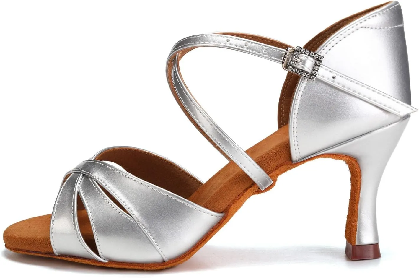 HIPPOSEUS Women's Satin Latin Dance Shoes Professional Indoors Ballroom Salsa Social Beginner Dance Practice Shoes,Model 3047