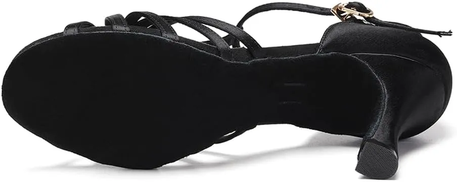 HIPPOSEUS Women's T Strap Latin Ballroom Dance Shoes Open Toe Tango Salsa Practice Dancing Shoes Suede Sole