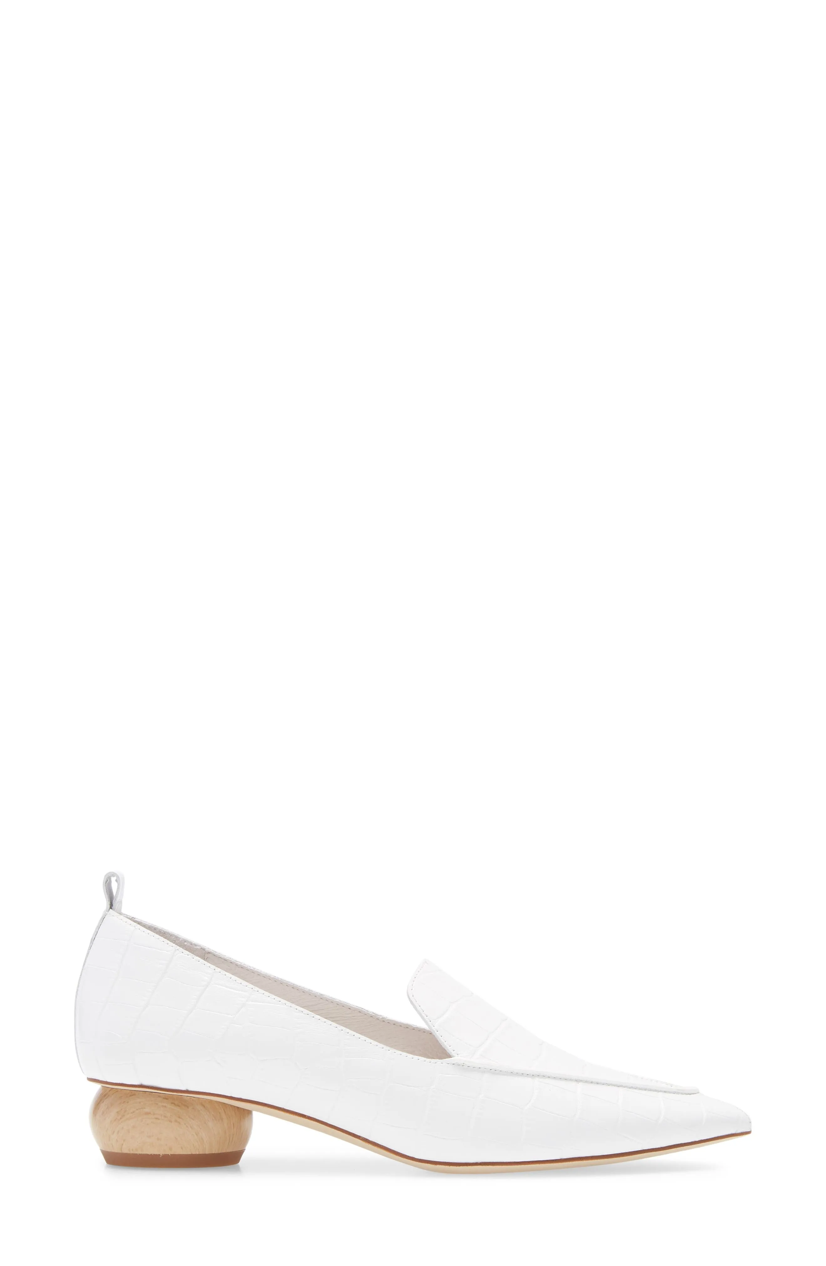 Jeffrey Campbell Vinny Pointed Toe Croc-embossed Leather Loafer WHITE CROCO