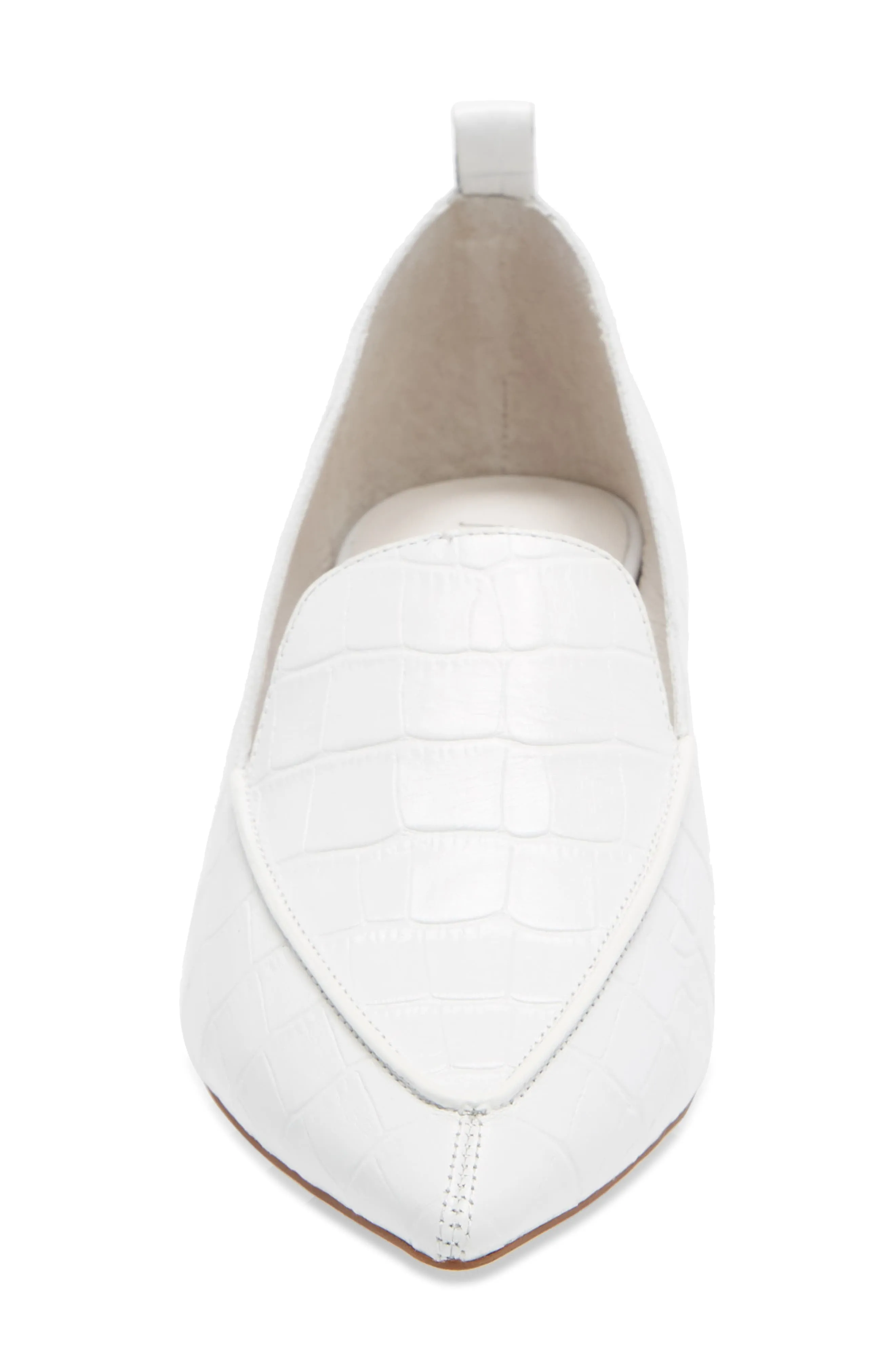 Jeffrey Campbell Vinny Pointed Toe Croc-embossed Leather Loafer WHITE CROCO
