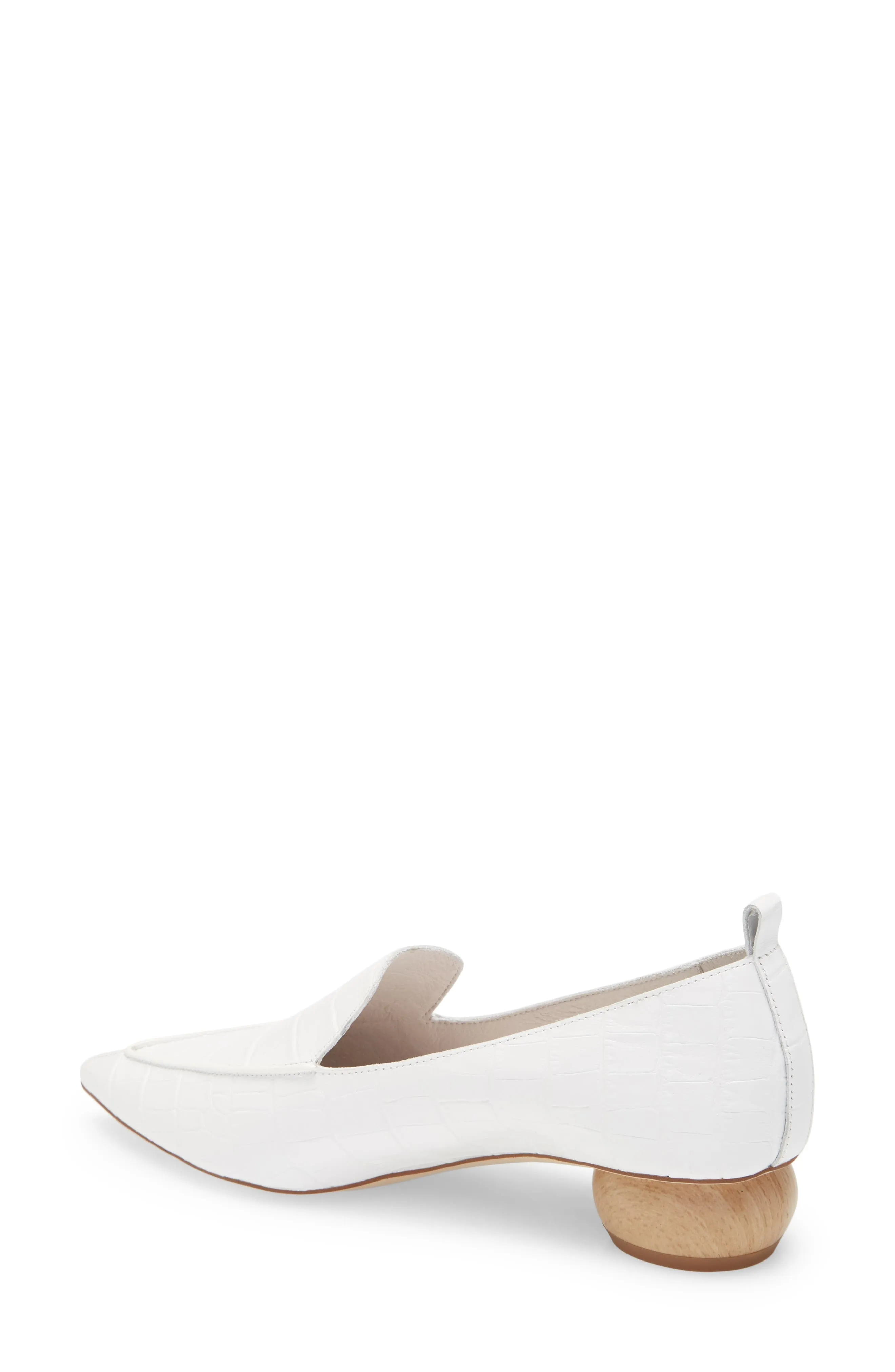 Jeffrey Campbell Vinny Pointed Toe Croc-embossed Leather Loafer WHITE CROCO