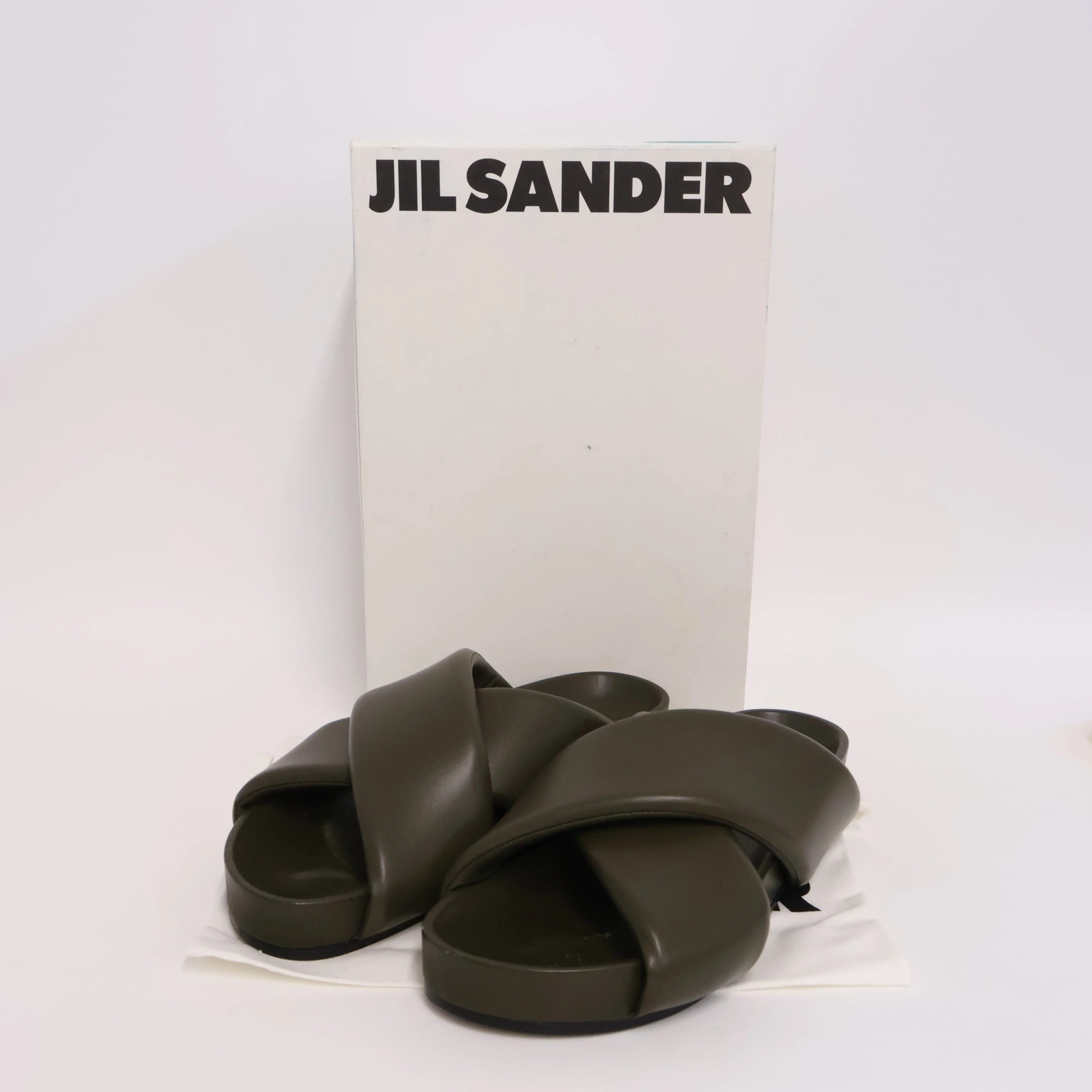 Jil Sander Khaki Sandals Criss-Cross 42