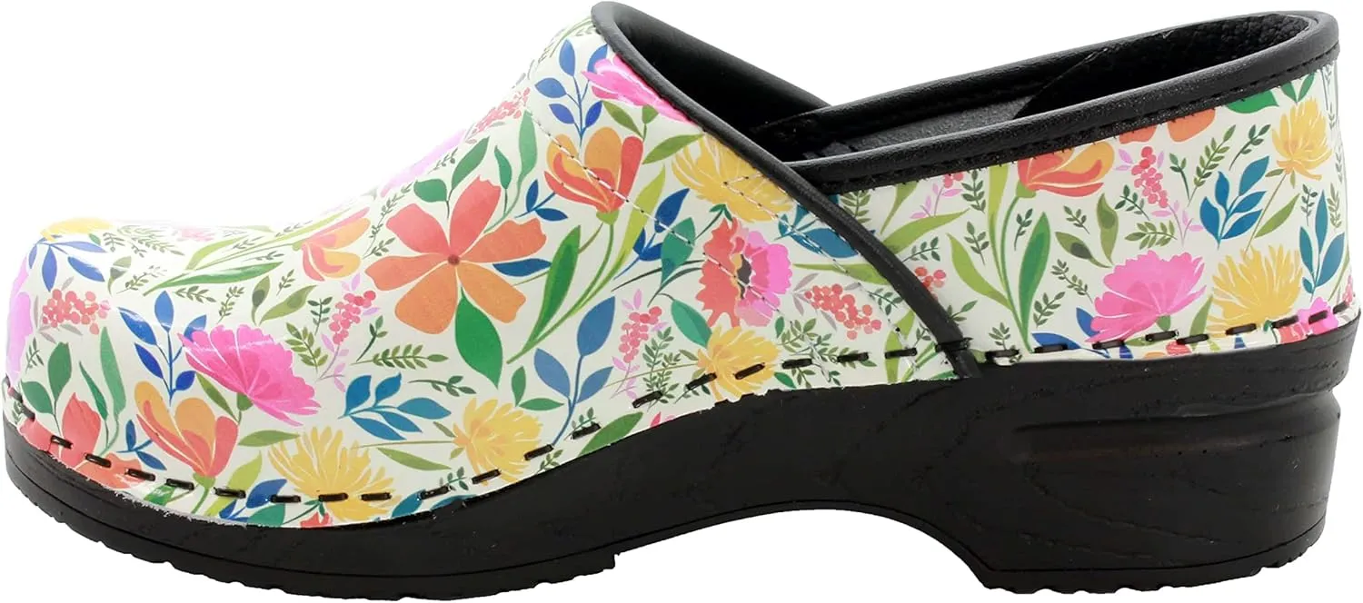 KLGN Women's Professional Printed Leather Clogs