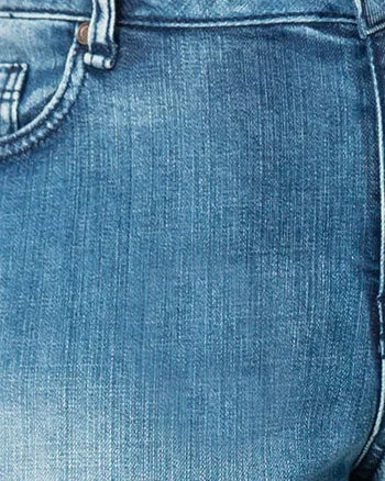 Kya Raw Hem Two Tone Skinny Crop Jeans | Blue
