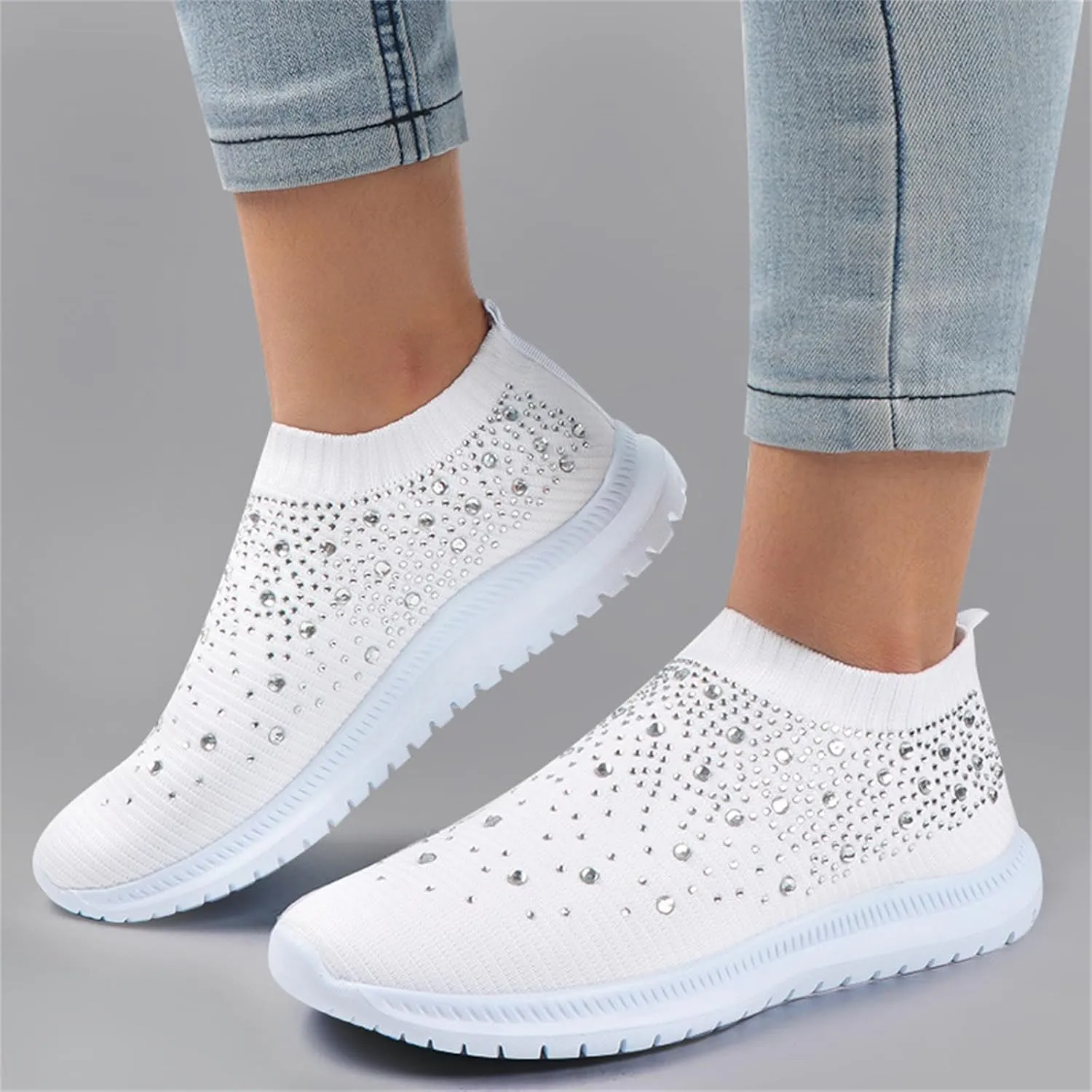 Lausiuoe Running Shoes For Women Arch Support Slip On Walking Shoes Lightweight Casual Fashion Sneakers Tennis Shoes
