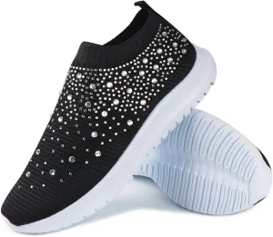 Lausiuoe Running Shoes For Women Arch Support Walking Tennis Shoes Slip On Memory Foam Lightweight Casual Gym Sneakers