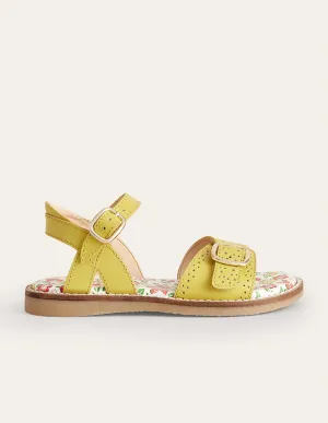 Leather Buckle Sandals-Yellow