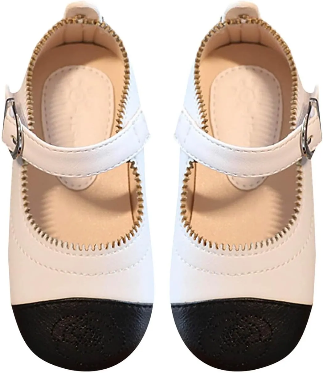 Little Kid Toddler Mary Jane Flats Dress Shoes Girls Ballerina Ballet Mary Janes for Wedding Church Easter School