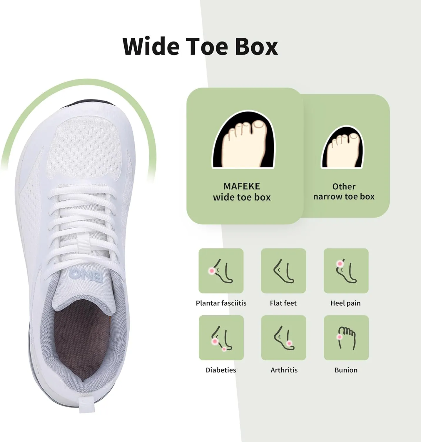 MAFEKE Womens Wide Toe Box Running Shoes Air Arch Support Tennis Athletic Sneakers Orthotic Walking Shoes for Plantar Fasciitis Pain Relief US 6-11
