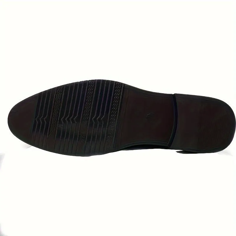 Men's Burgundy Leather Derbies Dress Shoes For Night Walk