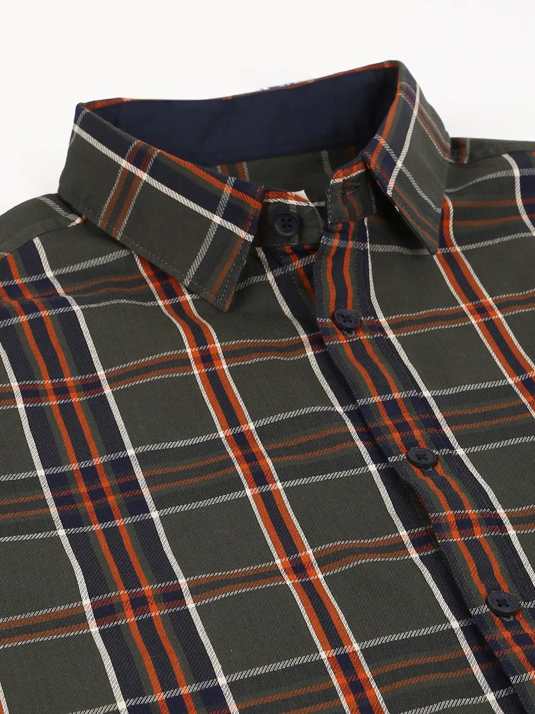 Men's Button Down Collar Slim Fit Checks Pink Casual Shirt