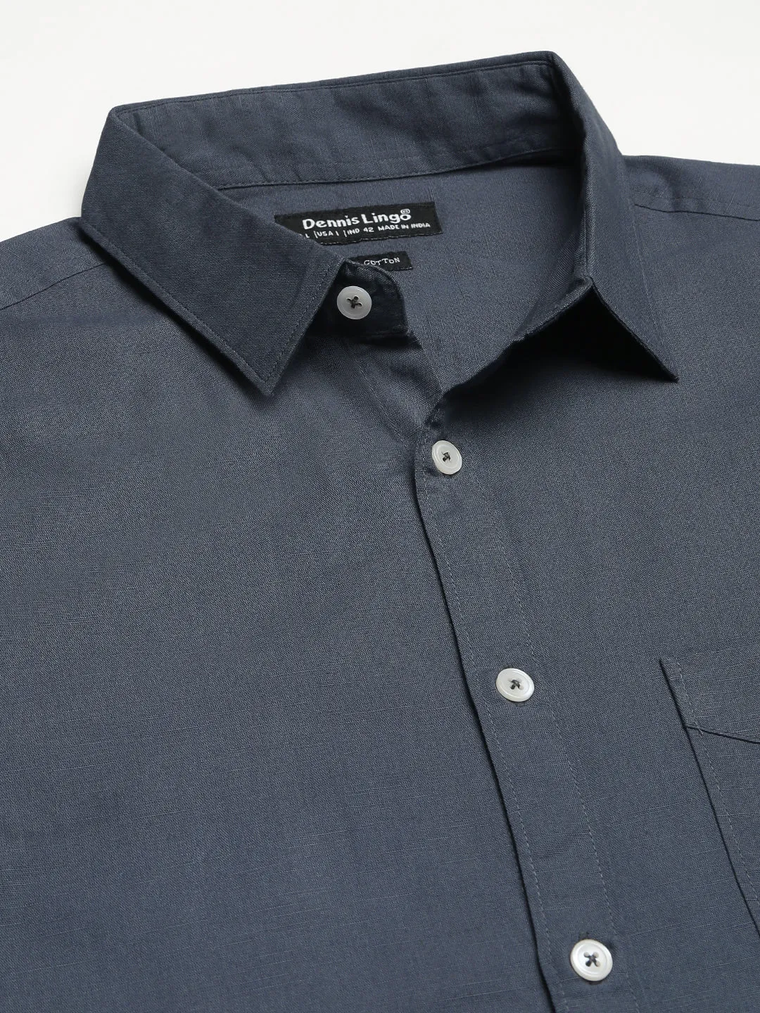 Men's Cotton Solid Dark Grey Slim Fit Casual Shirt