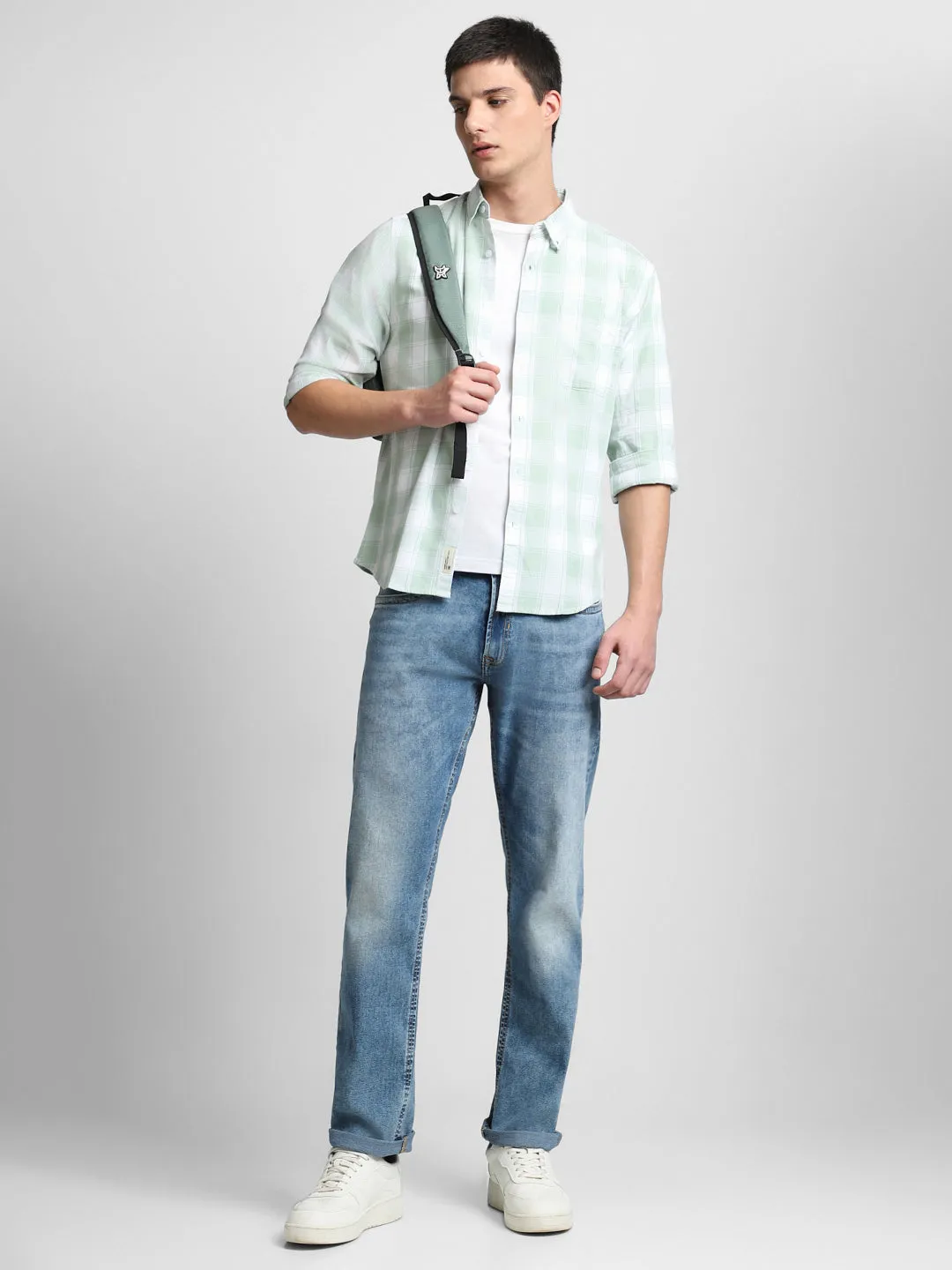 Men's Green Checkered Full Sleeve Casual Shirts