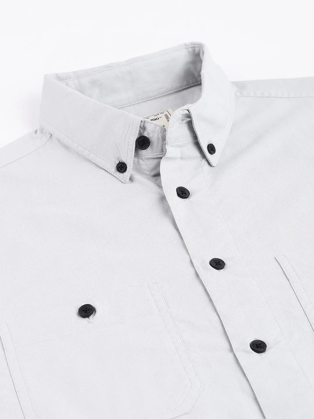 Men's Grey Slim Fit Casual Cotton  Shirt