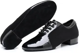 Men's Latin Dance Shoes Modern Dance Shoes Male Oxford Fabric Tango Latin Shoes 2.5cm Heels Breathable Soft Social Ballroom Dance Footwear