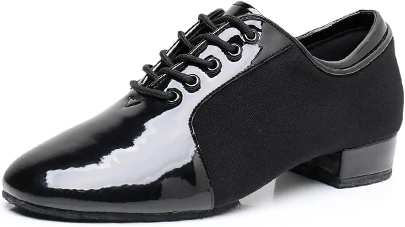 Men's Latin Dance Shoes Modern Dance Shoes Male Oxford Fabric Tango Latin Shoes 2.5cm Heels Breathable Soft Social Ballroom Dance Footwear