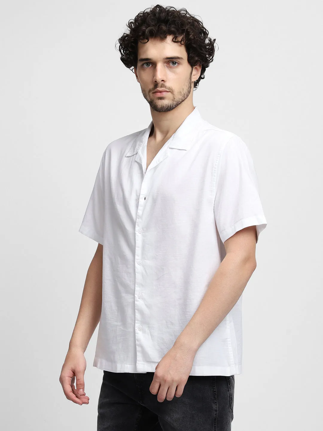 Men's Shirt Collar Regular Fit Solid Olive Shirt