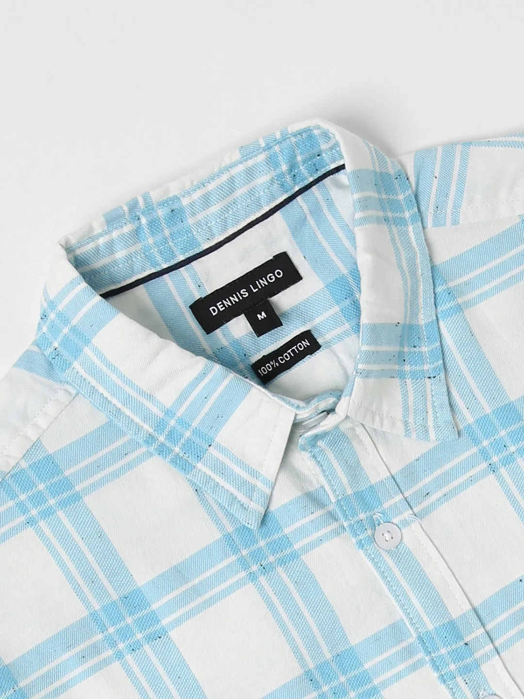 Men's Slim Fit Windowpane Checked Pure Cotton Casual Shirt