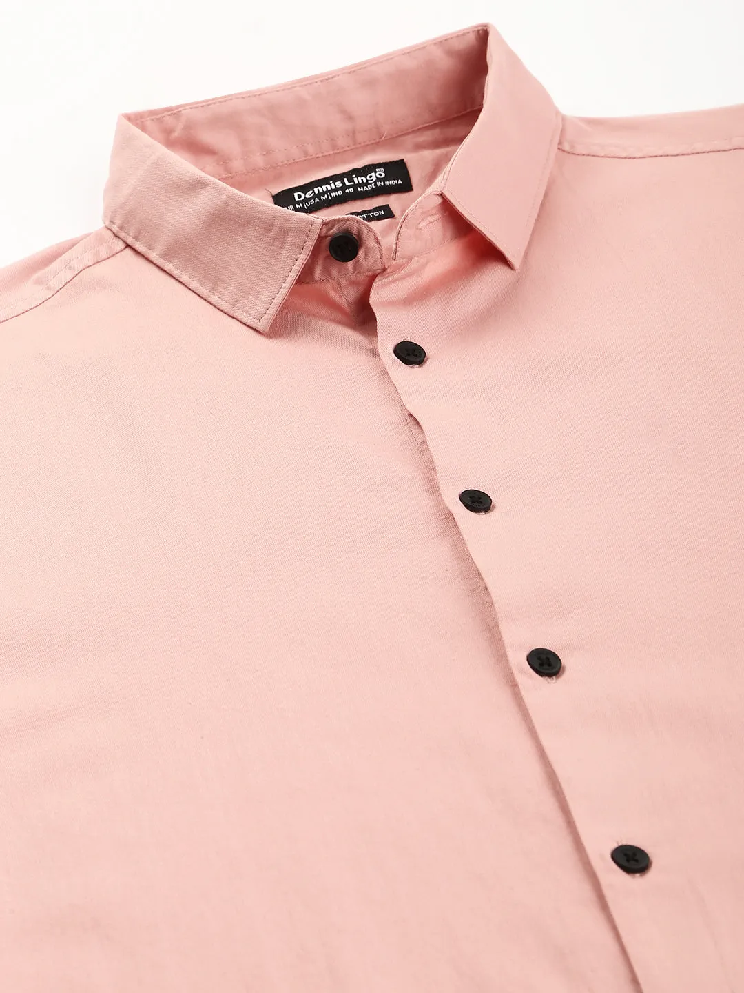 Men's Solid Dusty Peach Slim Fit Casual Shirt With Spread Collar