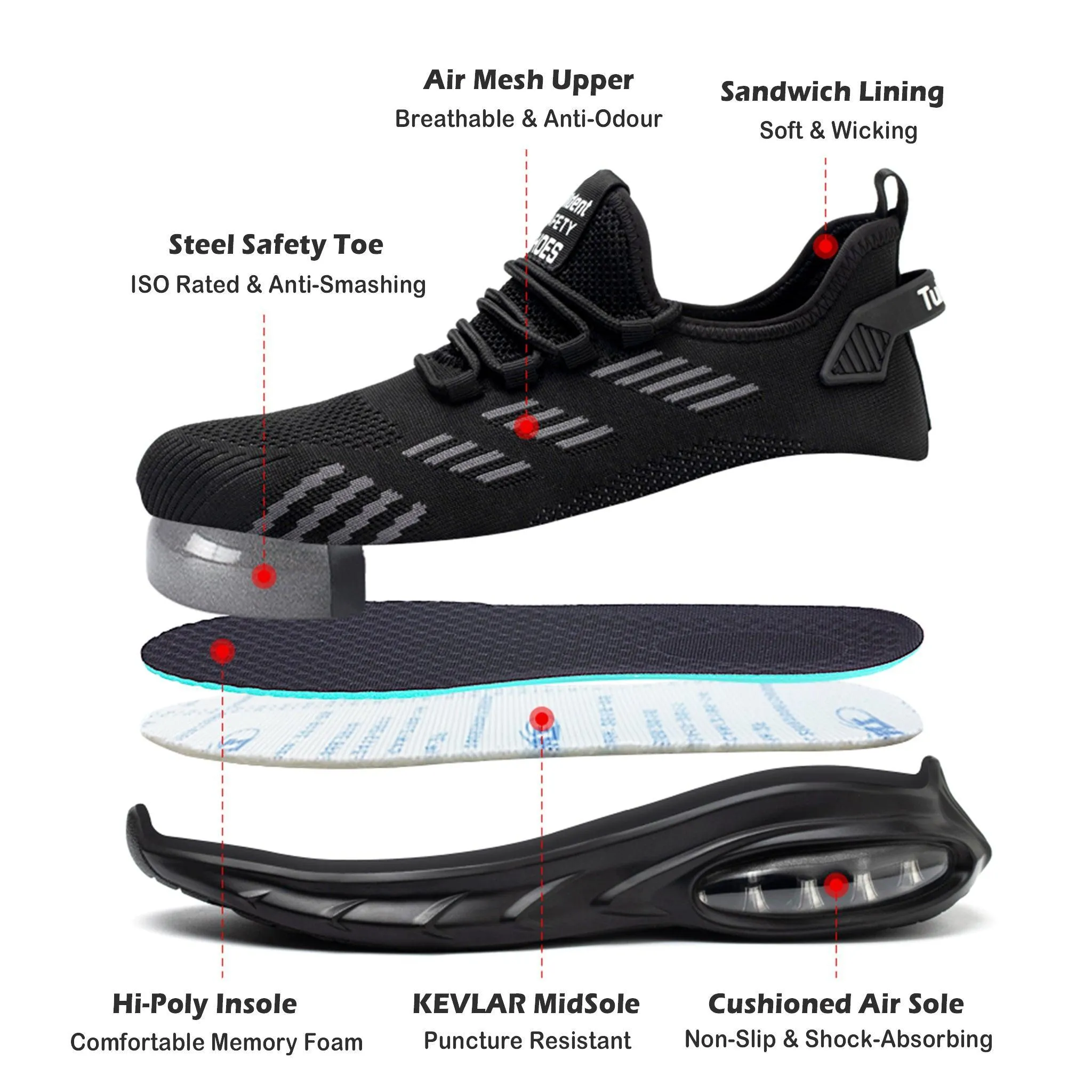Men's Steel Toe Sneakers - Air Cushion | Z020