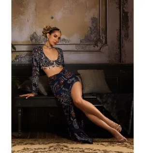 Midnight Blossom Skirt Set