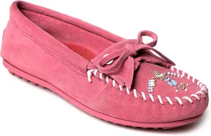 Minnetonka Womens Thunderbird Animikii Hardsole  Moccasins for Women with a Classic Leather Moccasin Silhouette, Cushioned Footbed, and Beaded Moccasin Design
