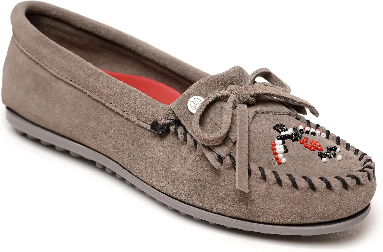 Minnetonka Womens Thunderbird Animikii Hardsole  Moccasins for Women with a Classic Leather Moccasin Silhouette, Cushioned Footbed, and Beaded Moccasin Design