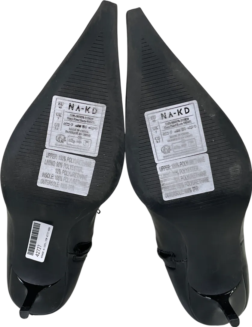 NA-KD Black Sharp Fitted Boots UK 7 EU 40 