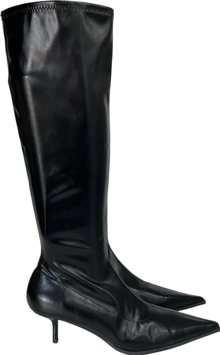 NA-KD Black Sharp Fitted Boots UK 7 EU 40 