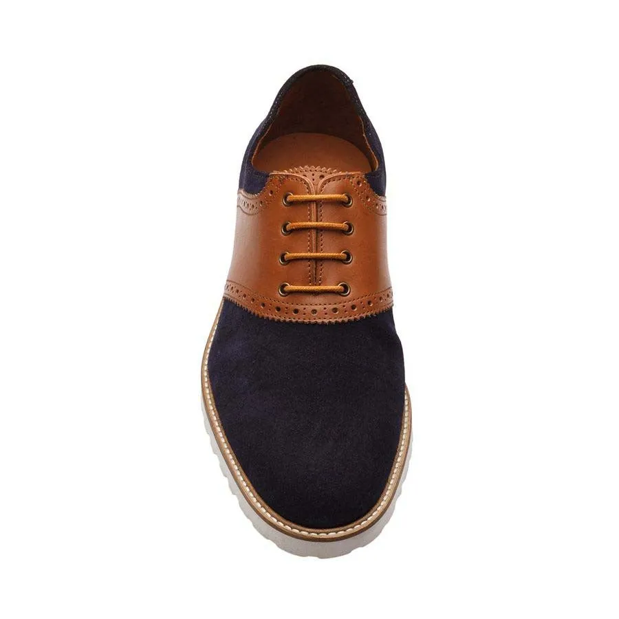 Navy Suede   Tan Combination Saddle Oxfords