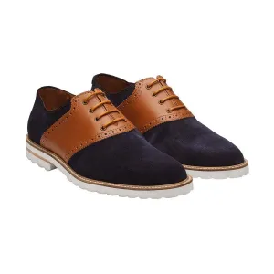 Navy Suede   Tan Combination Saddle Oxfords