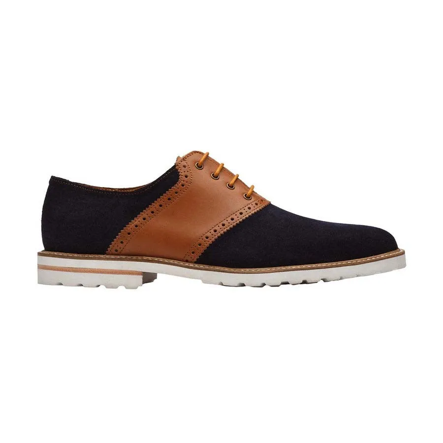 Navy Suede   Tan Combination Saddle Oxfords