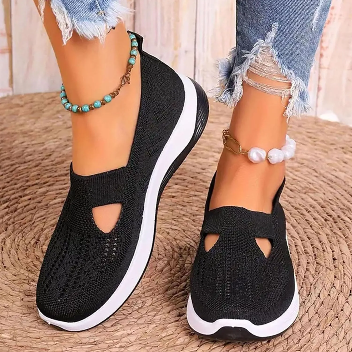 Orthopedic Shoes for Women Walking Shoes 2024 New Wove Breathable Soft Orthopedic Diabetic Comfortable Slip-On Sneakers