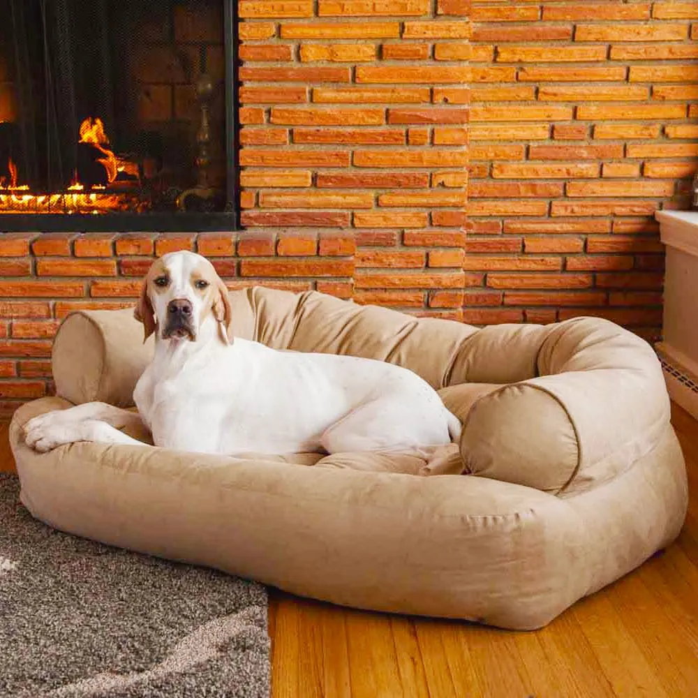 Overstuffed Luxury Dog Sofa in Luxury Microsuede Collection
