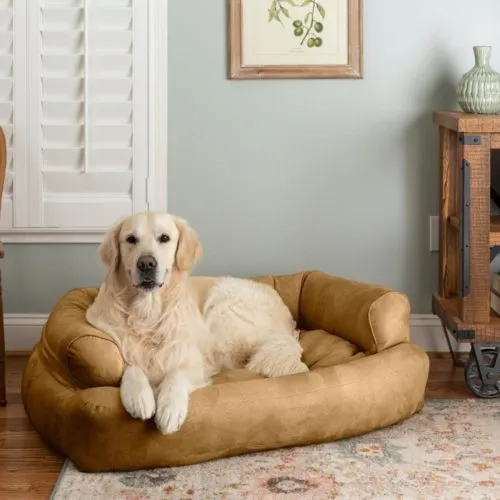 Overstuffed Luxury Dog Sofa in Luxury Microsuede Collection
