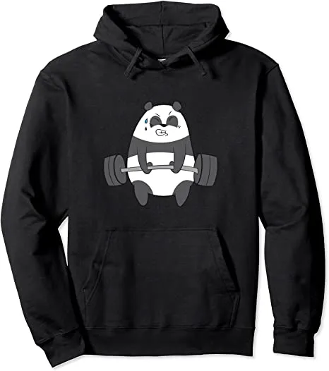 Panda Weightlifting Fitness Panda Gym Funny Panda Pullover Hoodie