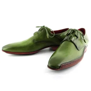 Paul Parkman Men's Ghillie Lacing Side Handsewn Dress Shoes - Green  (ID#022-GREEN)