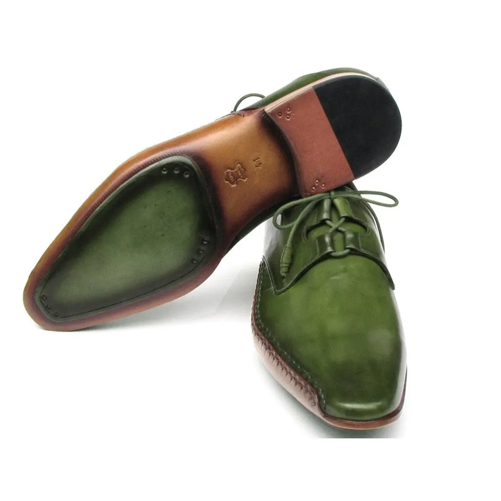 Paul Parkman Men's Ghillie Lacing Side Handsewn Dress Shoes - Green  (ID#022-GREEN)