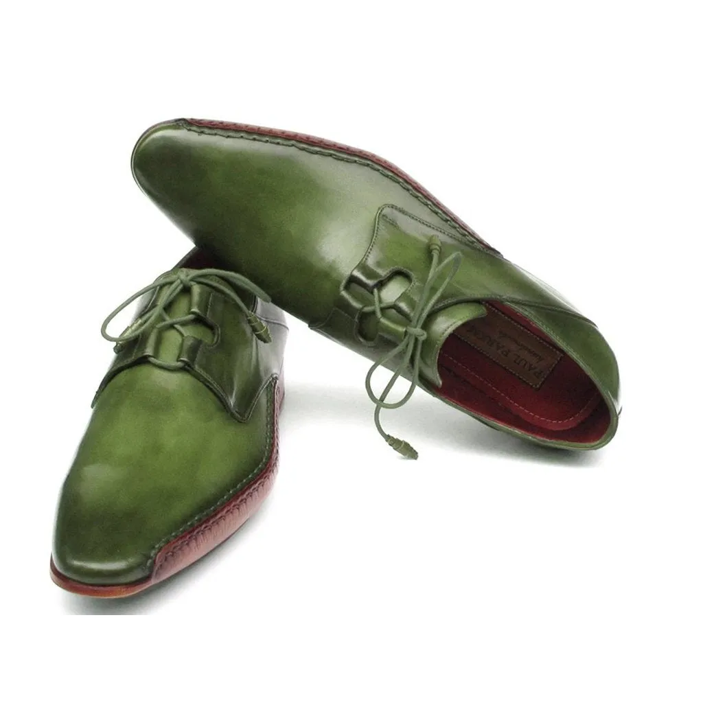 Paul Parkman Men's Ghillie Lacing Side Handsewn Dress Shoes - Green  (ID#022-GREEN)