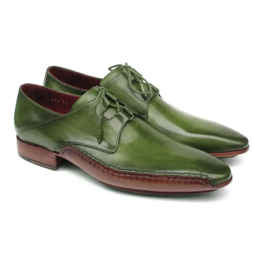 Paul Parkman Men's Ghillie Lacing Side Handsewn Dress Shoes - Green  (ID#022-GREEN)
