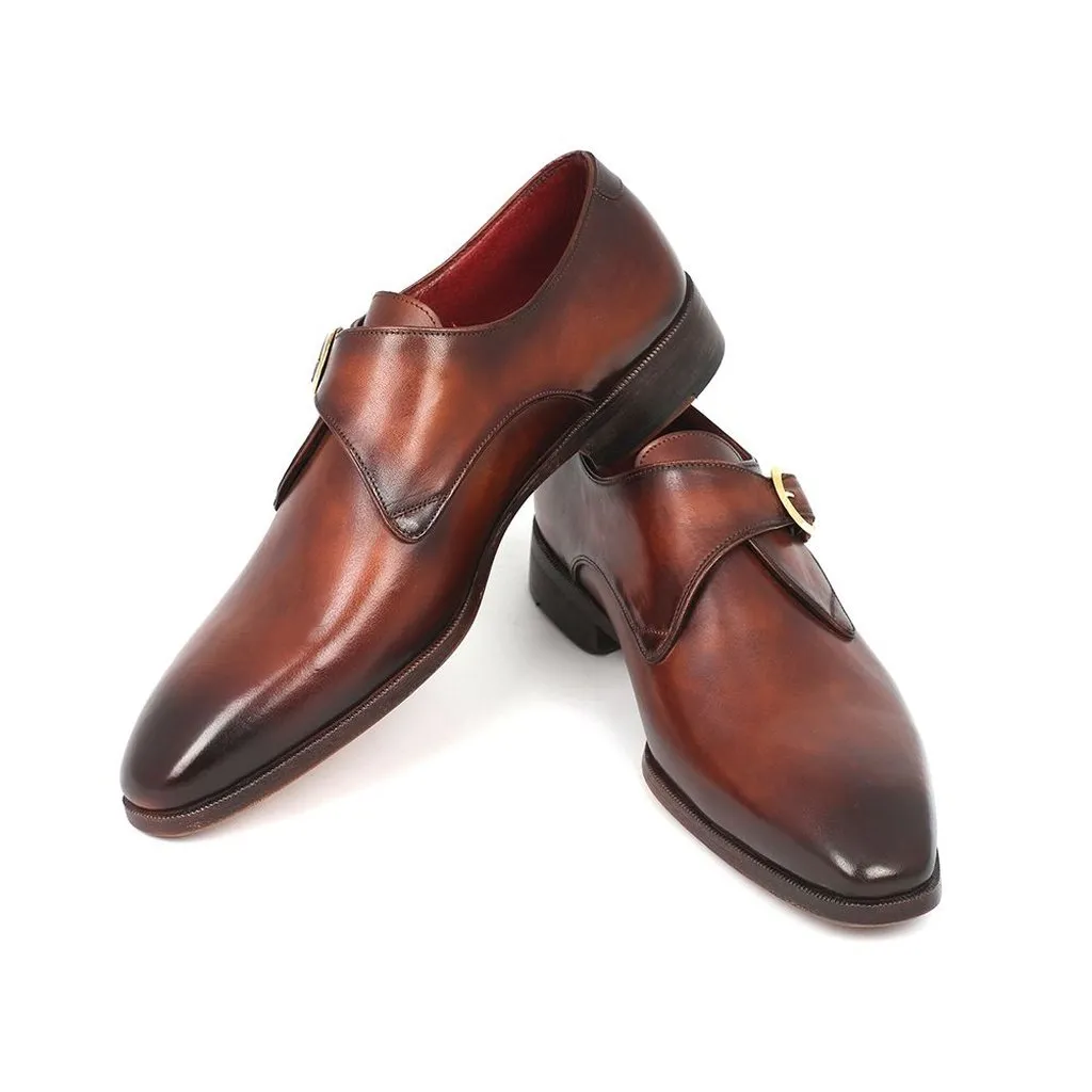 Paul Parkman Men's Monkstrap Dress Shoes Brown & Camel (ID#011B44)