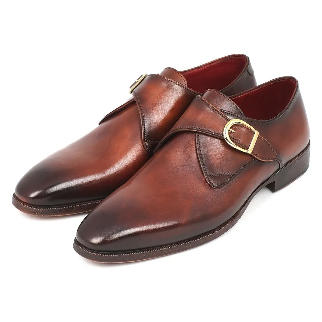 Paul Parkman Men's Monkstrap Dress Shoes Brown & Camel (ID#011B44)
