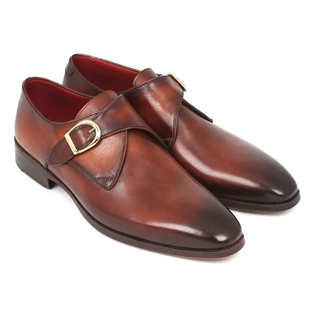 Paul Parkman Men's Monkstrap Dress Shoes Brown & Camel (ID#011B44)