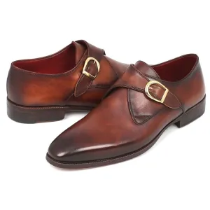 Paul Parkman Men's Monkstrap Dress Shoes Brown & Camel (ID#011B44)