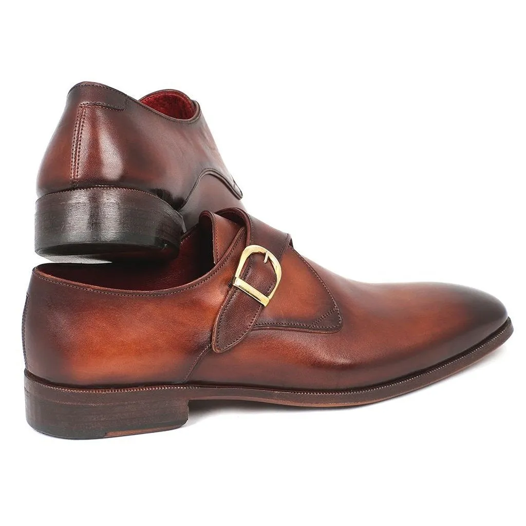 Paul Parkman Men's Monkstrap Dress Shoes Brown & Camel (ID#011B44)