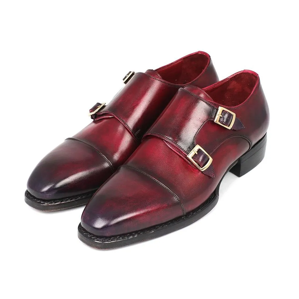Paul Parkman Triple Leather Sole Hand-Welted Cap Toe Monkstraps (ID#LX77MNK)
