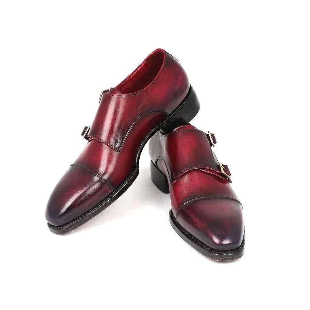 Paul Parkman Triple Leather Sole Hand-Welted Cap Toe Monkstraps (ID#LX77MNK)